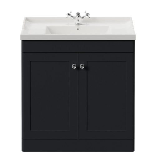 Danbury Satin Anthracite 800mm 2 Door Vanity Unit with Windsor Basin View from Front