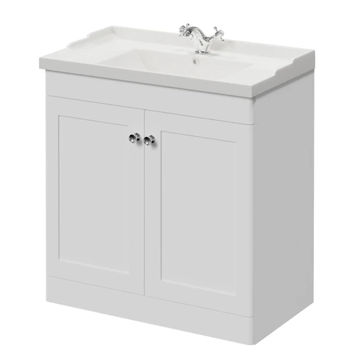 Danbury Satin White 800mm 2 Door Vanity Unit with Windsor Basin Right Hand View