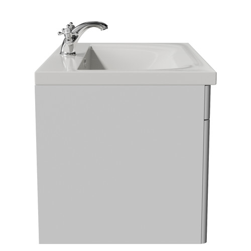 Danbury Satin White 800mm Wall Mounted Single Drawer Vanity Unit with Glide Basin Side View