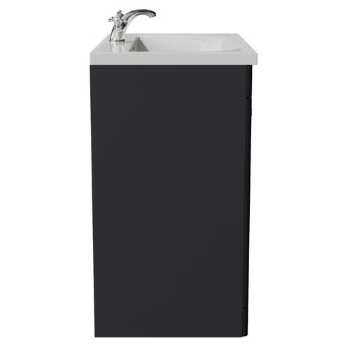 Danbury Satin Anthracite 800mm 2 Door Vanity Unit with Glide Basin Side View