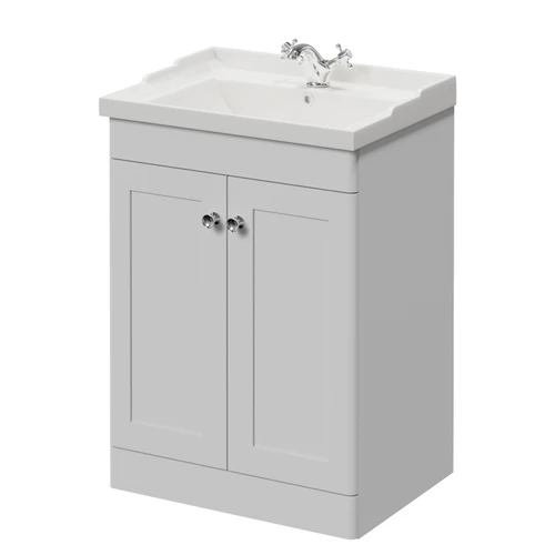Danbury Satin White 600mm 2 Door Vanity Unit with Windsor Basin Right Hand View