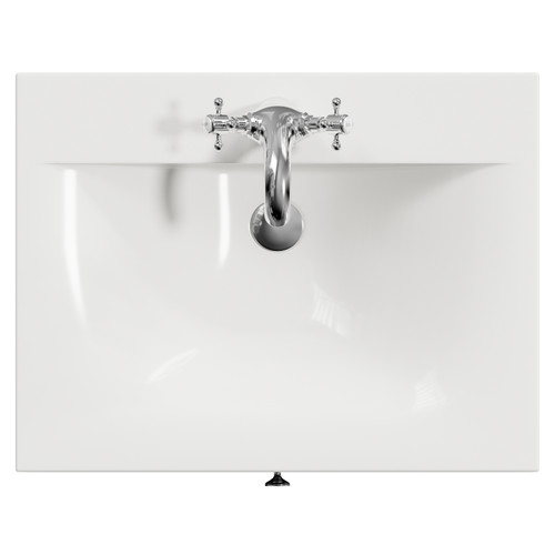 Danbury Satin Anthracite 600mm Wall Mounted Single Drawer Vanity Unit with Glide Basin Top View