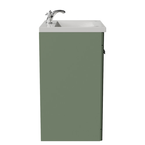 Danbury Satin Green 600mm 2 Door Vanity Unit with Glide Basin Side View