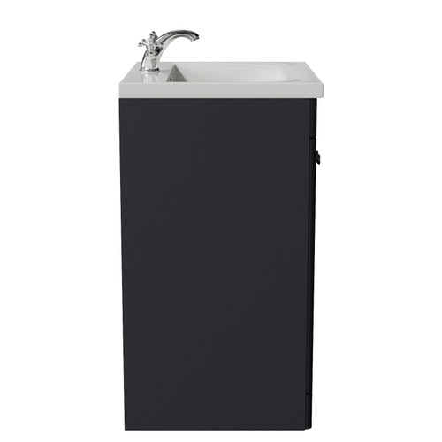 Danbury Satin Anthracite 600mm 2 Door Vanity Unit with Glide Basin Side View