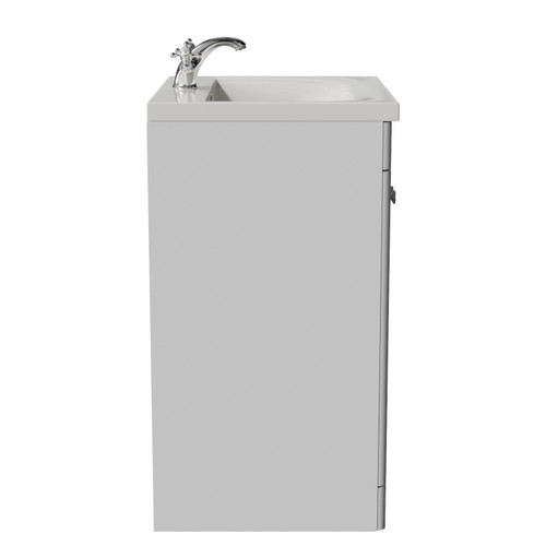 Danbury Satin White 600mm 2 Door Vanity Unit with Glide Basin Side View