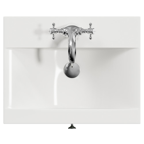 Danbury Satin Green 500mm Wall Mounted Single Drawer Vanity Unit with Glide Basin Top View
