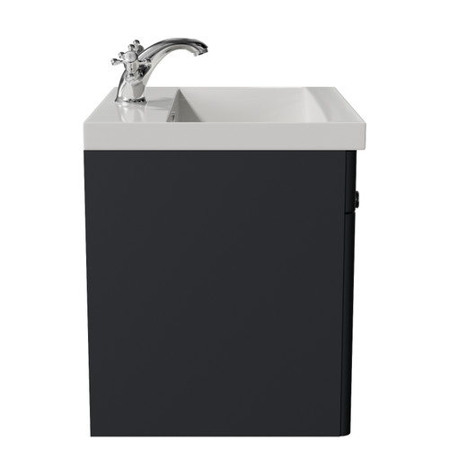 Danbury Satin Anthracite 500mm Wall Mounted Single Drawer Vanity Unit with Glide Basin Side View