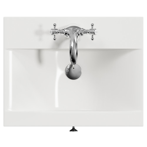 Danbury Satin Grey 500mm Wall Mounted Single Drawer Vanity Unit with Glide Basin Top View