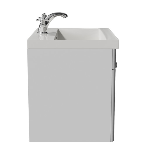 Danbury Satin White 500mm Wall Mounted Single Drawer Vanity Unit with Glide Basin Side View
