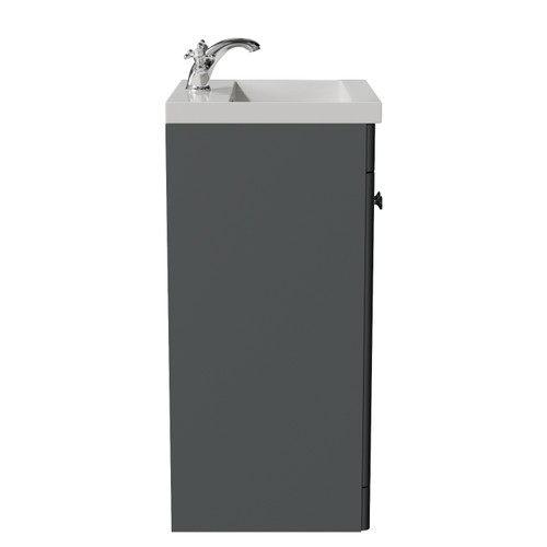 Danbury Satin Grey 500mm 2 Door Vanity Unit with Glide Basin Side View