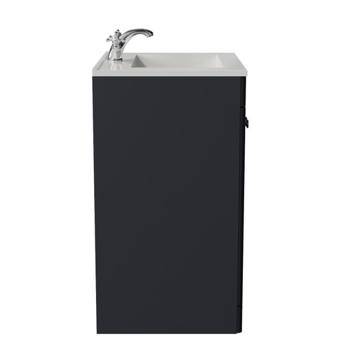 Danbury Satin Anthracite 600mm 2 Door Vanity Unit with Angel Basin Side View