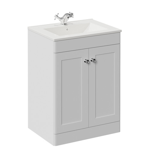Danbury Satin White 600mm 2 Door Vanity Unit with Angel Basin Left Hand View