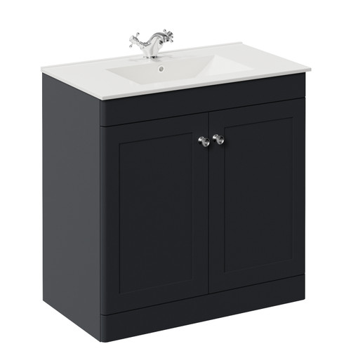 Danbury Satin Anthracite 800mm 2 Door Vanity Unit with Angel Basin Left Hand View