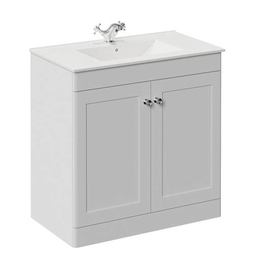 Danbury Satin White 800mm 2 Door Vanity Unit with Angel Basin Left Hand View