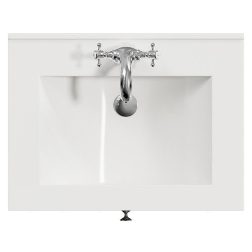 Danbury Satin Green 600mm Wall Mounted Single Drawer Vanity Unit with Angel Basin Top View