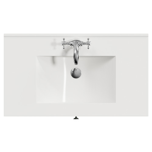 Danbury Satin Green 800mm Wall Mounted Single Drawer Vanity Unit with Angel Basin Top View