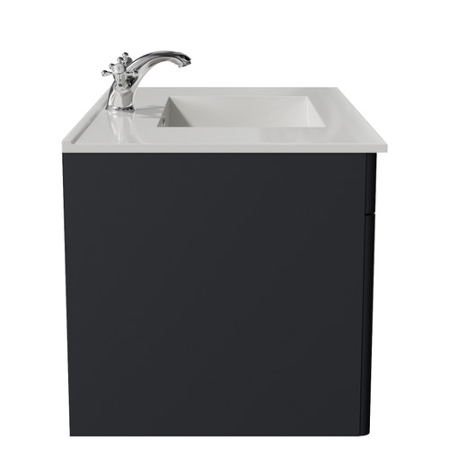 Danbury Satin Anthracite 800mm Wall Mounted Single Drawer Vanity Unit with Angel Basin Side View