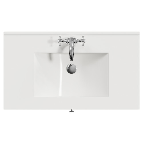 Danbury Satin White 800mm Wall Mounted Single Drawer Vanity Unit with Angel Basin Top View