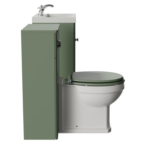 Danbury Satin Green 1000mm 2 Door Vanity Unit and Toilet Suite with Rimini Basin Side View