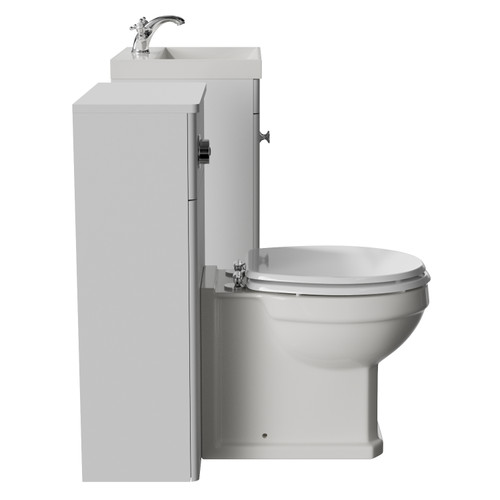 Danbury Satin White 1000mm 2 Door Vanity Unit and Toilet Suite with Rimini Basin Side View