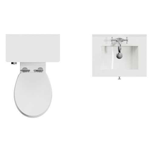 Danbury Satin White 1000mm Wall Mounted Single Drawer Vanity Unit and Toilet Suite with Angel Basin View  from Top