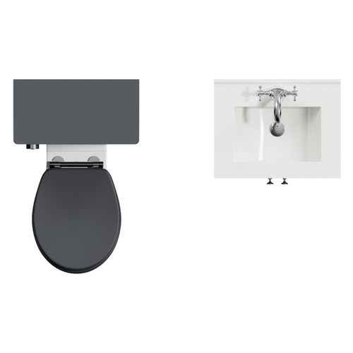 Danbury Satin Anthracite 1000mm 2 Door Vanity Unit and Toilet Suite with Angel Basin View from Top