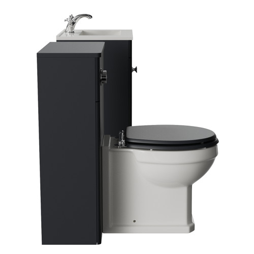 Danbury Satin Anthracite 1000mm 2 Door Vanity Unit and Toilet Suite with Angel Basin Side View