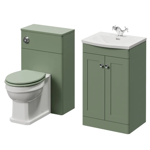 Danbury Satin Green 1000mm 2 Door Vanity Unit and Toilet Suite with Arc Basin Right Hand View