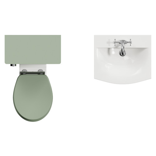 Danbury Satin Green 1000mm 2 Door Vanity Unit and Toilet Suite with Arc Basin Top View