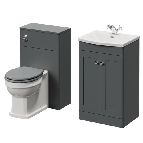 Danbury Satin Grey 1000mm 2 Door Vanity Unit and Toilet Suite with Arc Basin Right Hand View