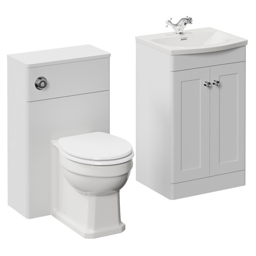 Danbury Satin White 1000mm 2 Door Vanity Unit and Toilet Suite with Arc Basin Left Hand View