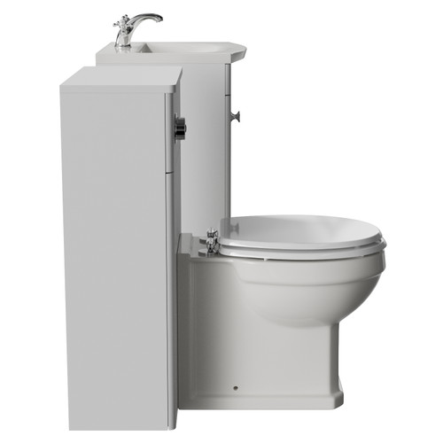 Danbury Satin White 1000mm 2 Door Vanity Unit and Toilet Suite with Arc Basin Side View