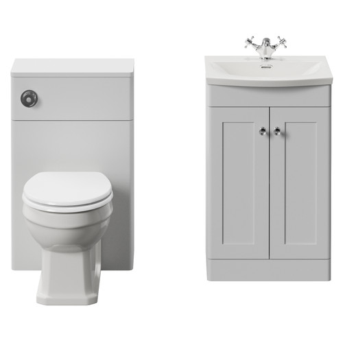 Danbury Satin White 1000mm 2 Door Vanity Unit and Toilet Suite with Arc Basin Front View