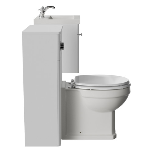 Danbury Satin White 1000mm Single Drawer Wall Mounted Vanity Unit and Toilet Suite with Glide Basin Side View