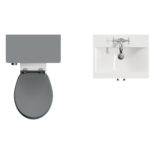 Danbury Satin Grey 1000mm 2 Door Vanity Unit and Toilet Suite with Glide Basin View from Top
