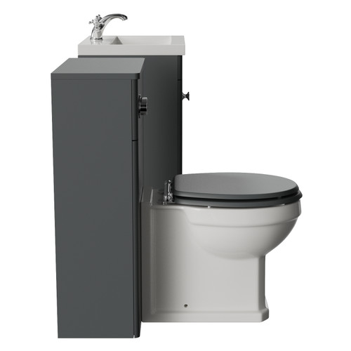 Danbury Satin Grey 1000mm 2 Door Vanity Unit and Toilet Suite with Glide Basin Side View