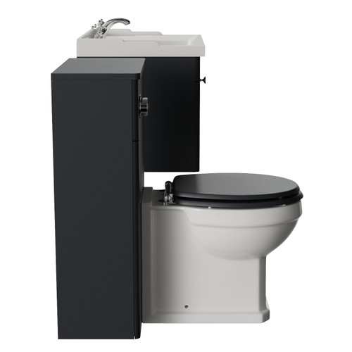 Danbury Satin Anthracite 1100mm Wall Mounted Single Drawer Vanity Unit and Toilet Suite with Windsor Basin Side View