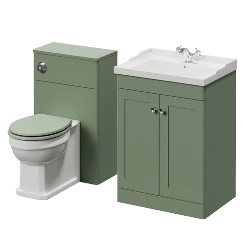 Danbury Satin Green 1100mm 2 Door Vanity Unit and Toilet Suite with Windsor Basin Right Hand View