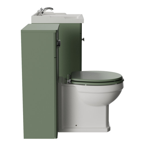 Danbury Satin Green 1100mm 2 Door Vanity Unit and Toilet Suite with Windsor Basin Side View