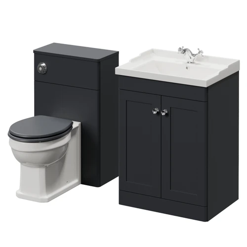 Danbury Satin Anthracite 1100mm 2 Door Vanity Unit and Toilet Suite with Windsor Basin Right Hand View