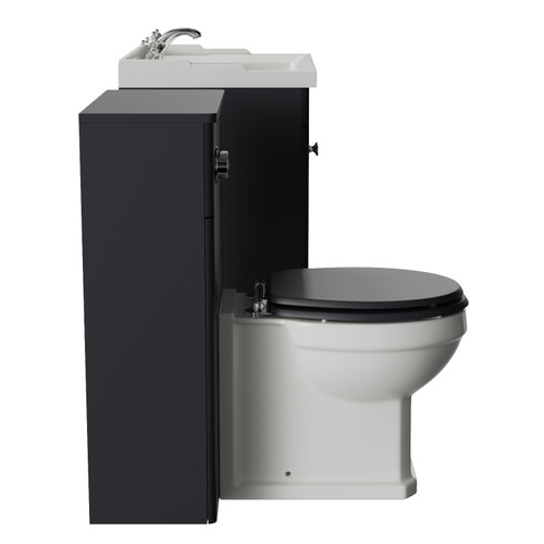 Danbury Satin Anthracite 1100mm 2 Door Vanity Unit and Toilet Suite with Windsor Basin Side View