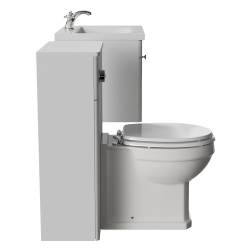 Danbury Satin White 1100mm Wall Mounted Single Drawer Vanity Unit and Toilet Suite with Glide Basin Side View