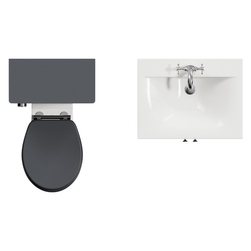 Danbury Satin Anthracite 1100mm 2 Door Vanity Unit and Toilet Suite with Glide Basin Top View