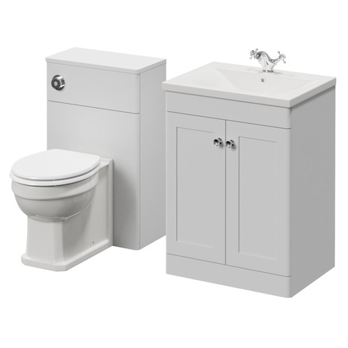 Danbury Satin White 1100mm 2 Door Vanity Unit and Toilet Suite with Glide Basin Right Hand View