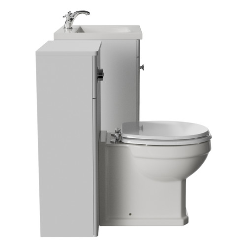 Danbury Satin White 1100mm 2 Door Vanity Unit and Toilet Suite with Glide Basin Side View