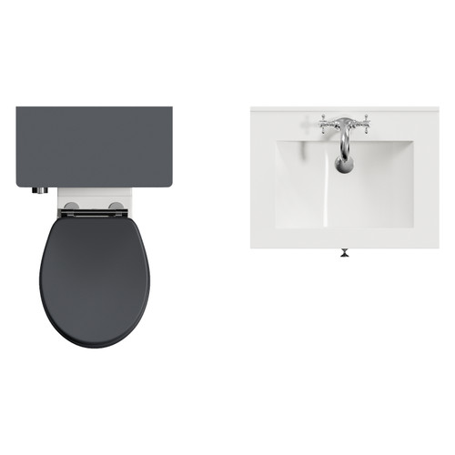 Danbury Satin Anthracite 1100mm Wall Mounted Single Drawer Vanity Unit and Toilet Suite with Angel Basin View from Top
