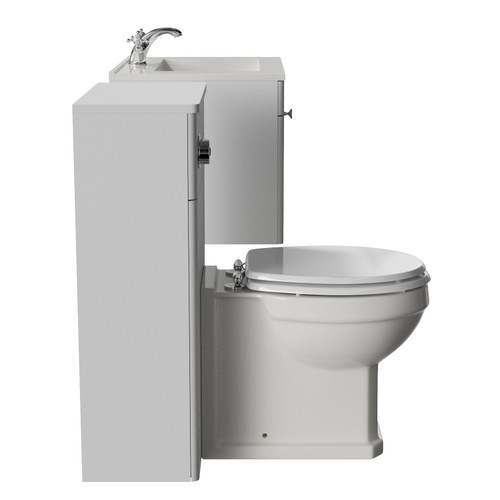 Danbury Satin White 1100mm Wall Mounted Single Drawer Vanity Unit and Toilet Suite with Angel Basin Side View