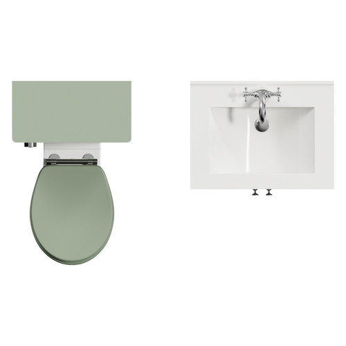 Danbury Satin Green 1100mm 2 Door Vanity Unit and Toilet Suite with Angel Basin View from Top