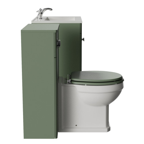 Danbury Satin Green 1100mm 2 Door Vanity Unit and Toilet Suite with Angel Basin Side View