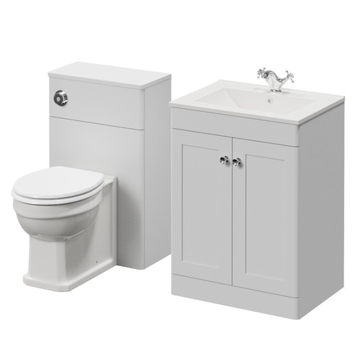 Danbury Satin White 1100mm 2 Door Vanity Unit and Toilet Suite with Angel Basin Right Hand View